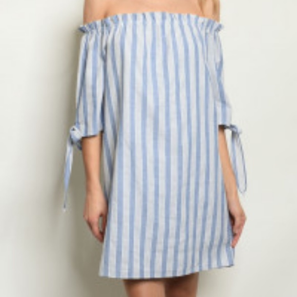 BLUE & Gray STRIPED TUNIC DRESS - Picture 6 of 8
